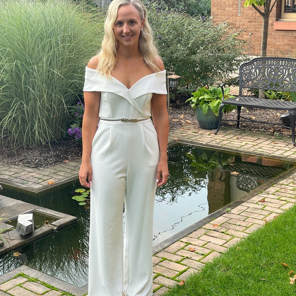 Cuffed Off-the-Shoulder Stretch Crepe Jumpsuit